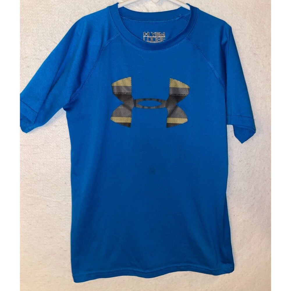 Under Armour Fitted Youth Small Tee Sleeve T-shirt Top performance athletic Blue